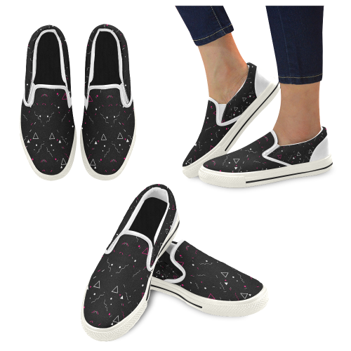 Triangulos-y-lineas Women's Slip-on Canvas Shoes (Model 019)