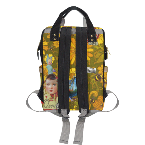 Orange Mayhem Multi-Function Diaper Backpack/Diaper Bag (Model 1688)
