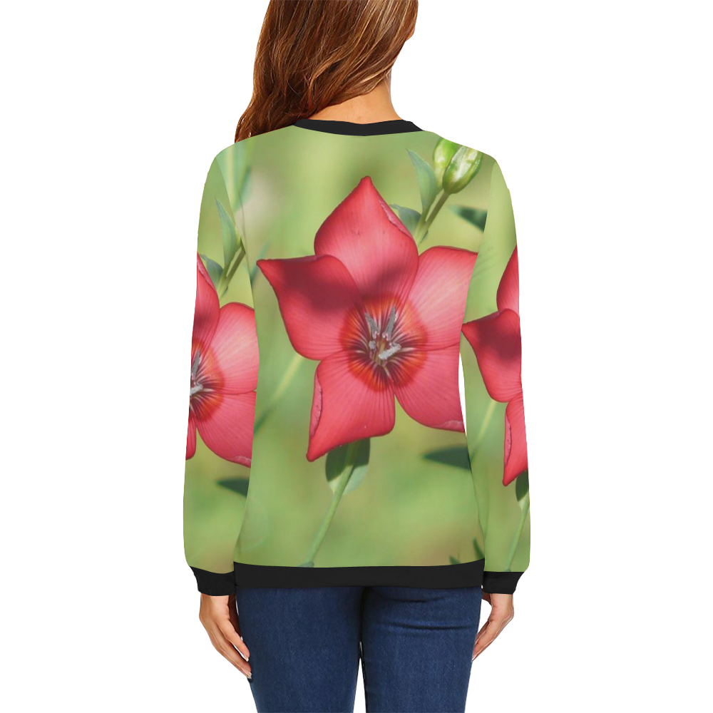 Blossom in Green All Over Print Crewneck Sweatshirt for Women (Model H18)