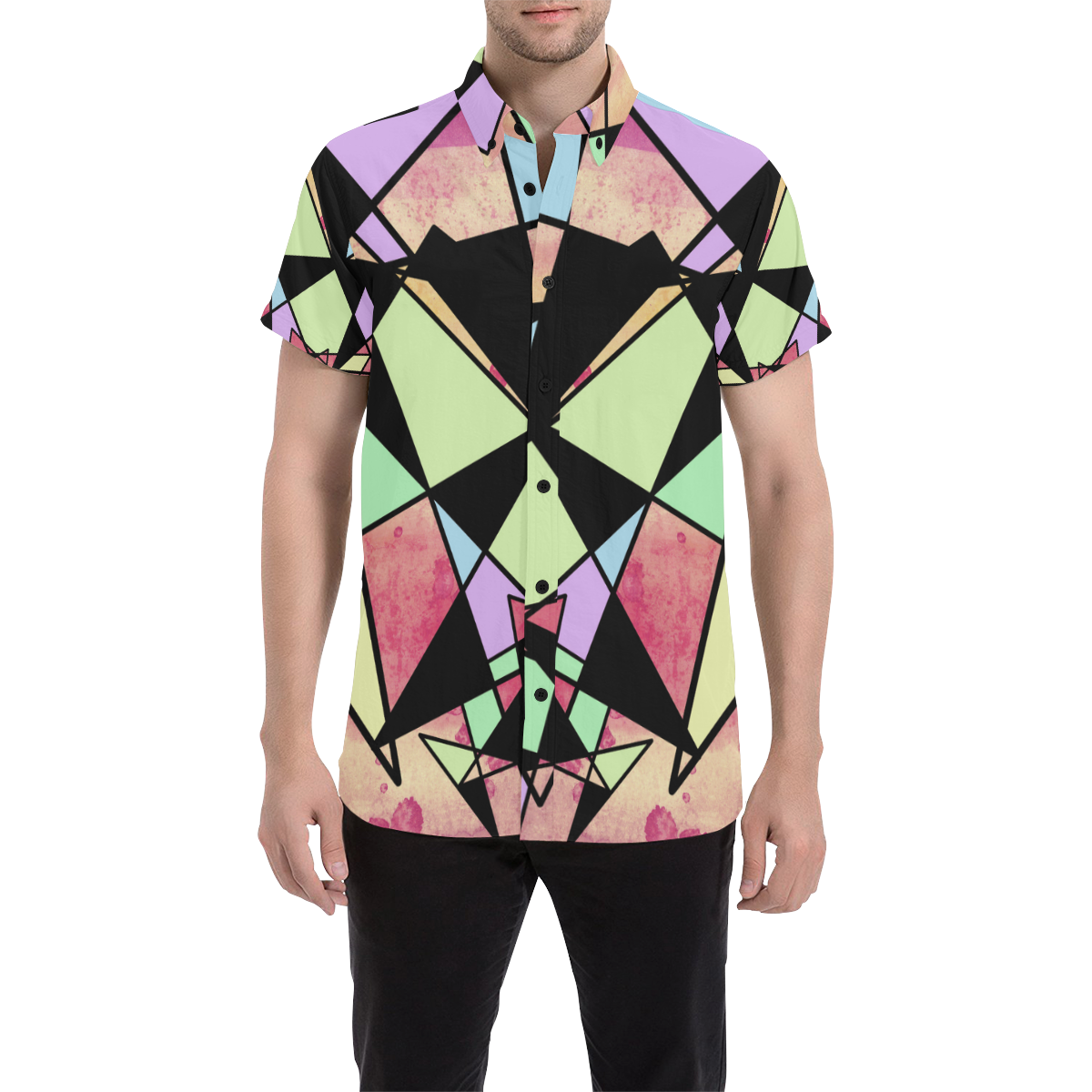 Geometric shapes Men's All Over Print Short Sleeve Shirt (Model T53)