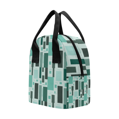 Abstract Green Squares Zipper Lunch Bag (Model 1689)