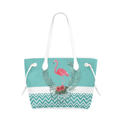 Retro Flamingo Chevron Clover Canvas Tote Bag (Model 1661)