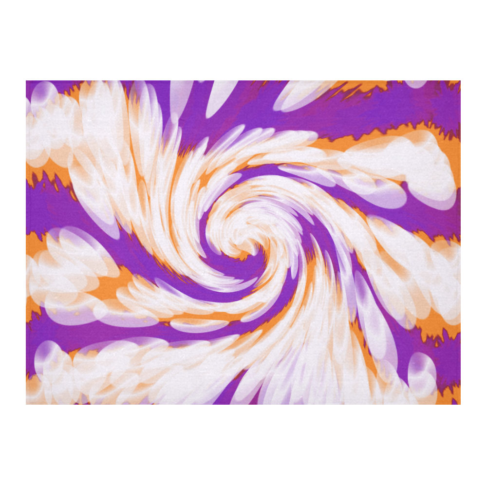 Purple Orange Tie Dye Swirl Abstract Cotton Linen Tablecloth 52"x 70"