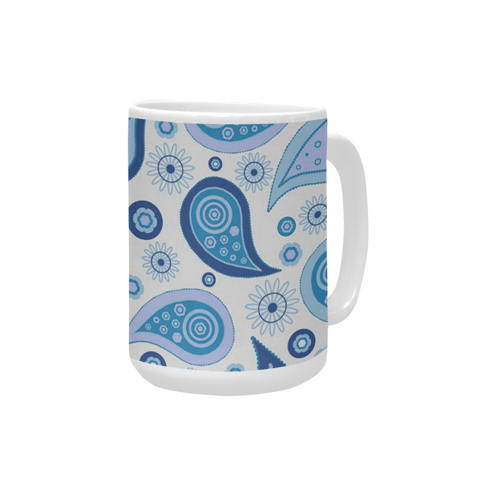 retro paisley blue Custom Ceramic Mug (15oz)