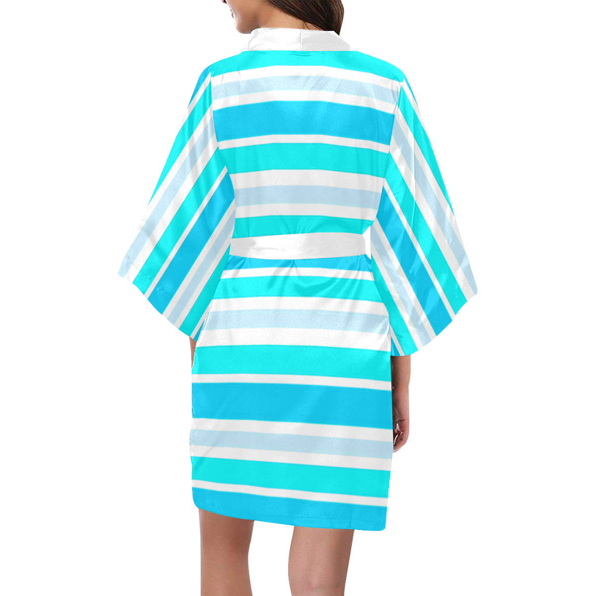 Summer Blues Stripes Kimono Robe