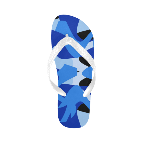 Camouflage Abstract Blue and Black Flip Flops for Men/Women (Model 040)