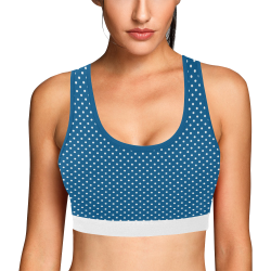 Classic Blue and White Polka Dots Women's All Over Print Sports Bra (Model T52)