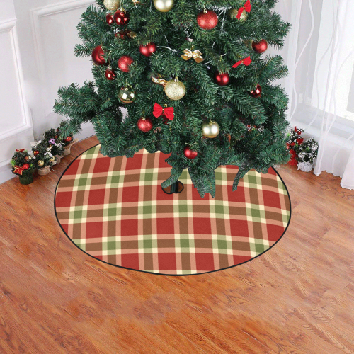 Red And Green Plaid Christmas Tree Skirt 47" x 47"