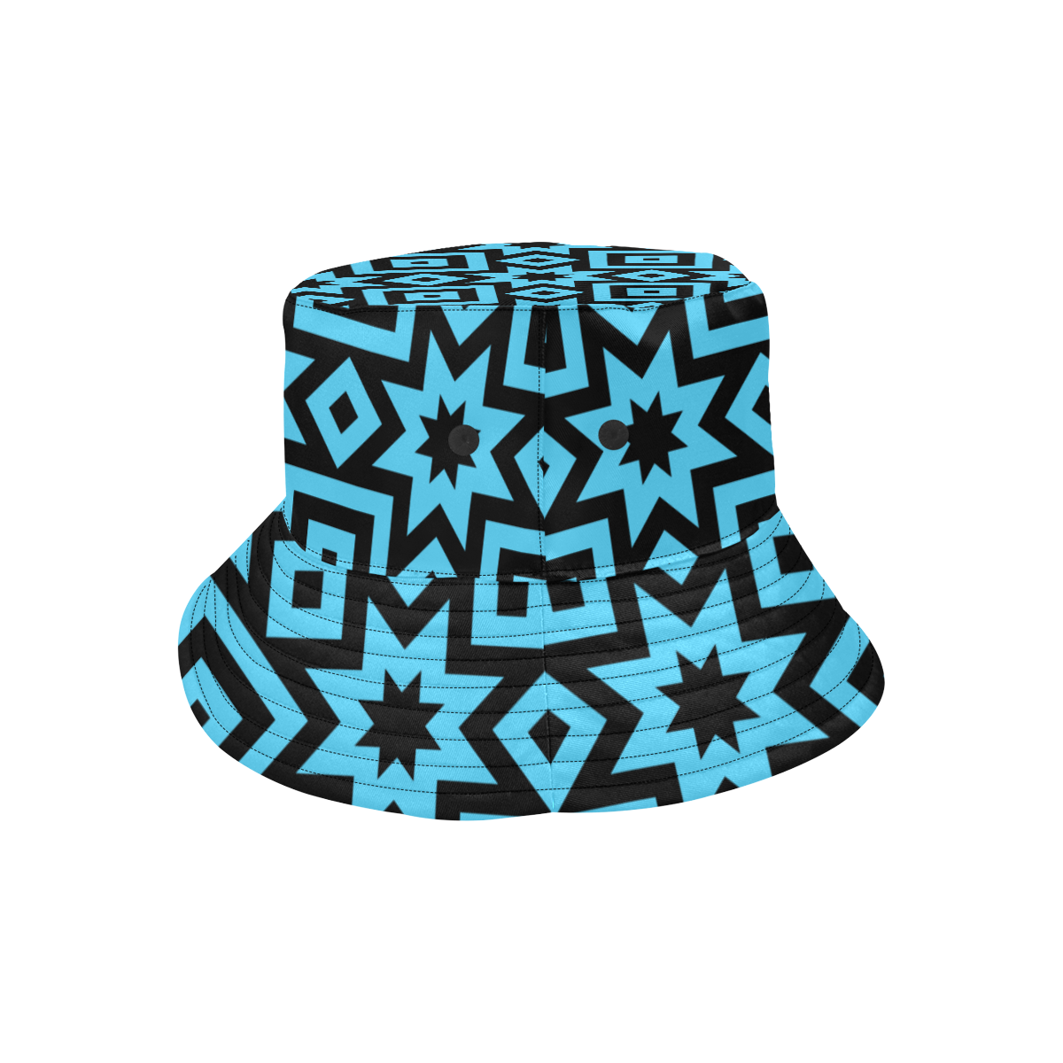 Blue/Black Geometric Pattern All Over Print Bucket Hat