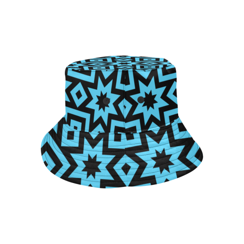 Blue/Black Geometric Pattern All Over Print Bucket Hat