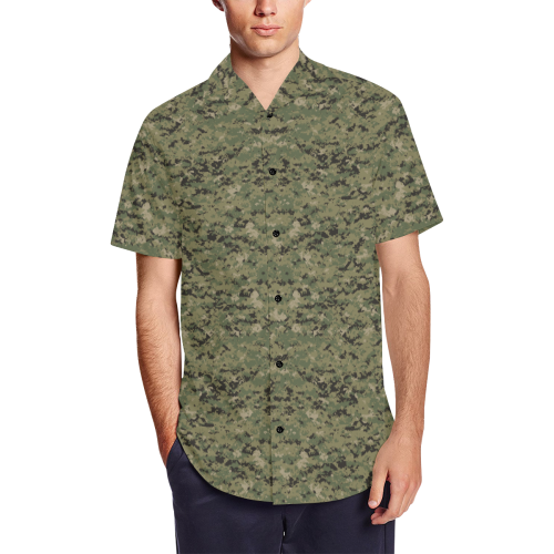 US AOR2 camouflage Men's Short Sleeve Shirt with Lapel Collar (Model T54)