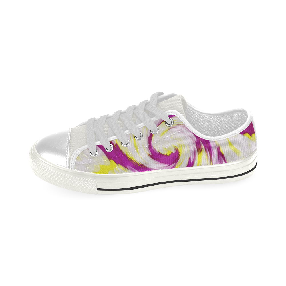 Pink Yellow Tie Dye Swirl Abstract Men's Classic Canvas Shoes (Model 018)