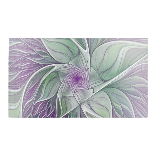 Flower Dream Abstract Purple Sea Green Floral Fractal Art Bath Rug 16''x 28''