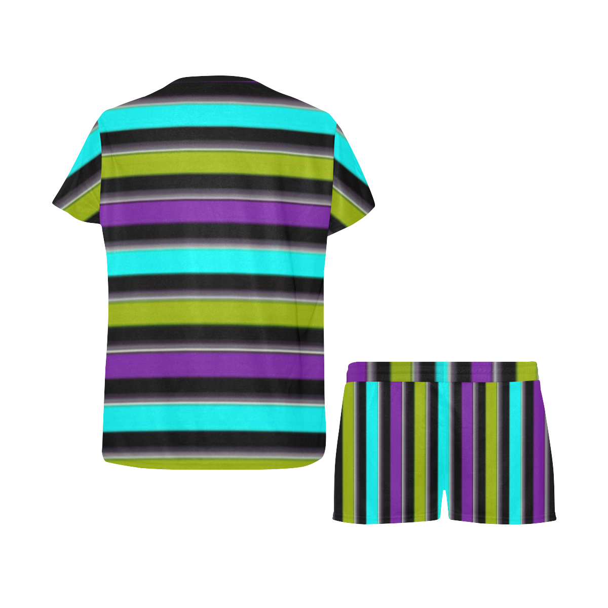 retro stripe 1 Women's Short Pajama Set