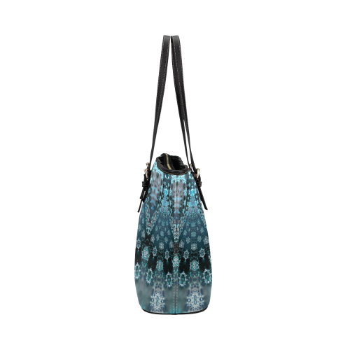 Turquoise Night Puiseux Leather Tote Bag/Small (Model 1651)