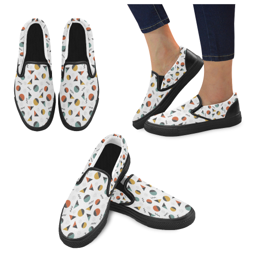 Geo Cutting Shapes Women's Slip-on Canvas Shoes (Model 019)