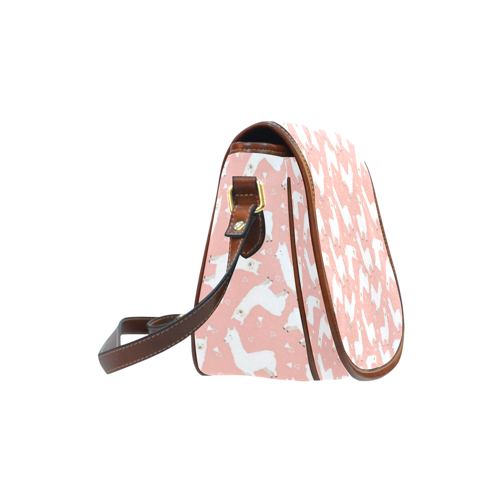 Pink Llama Pattern Saddle Bag/Large (Model 1649)