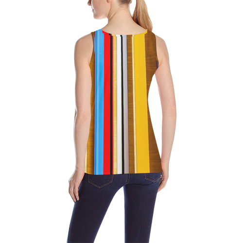 Colorful abstract pattern stripe art All Over Print Tank Top for Women (Model T43)