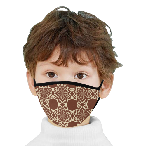 Brown and Beige Flowers Pattern Mouth Mask