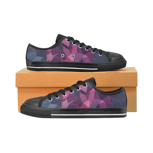 purple pink magenta mosaic #purple Canvas Women's Shoes/Large Size (Model 018)
