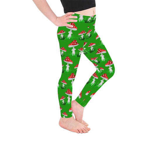 Toadstool red pattern Kid's Ankle Length Leggings (Model L06)