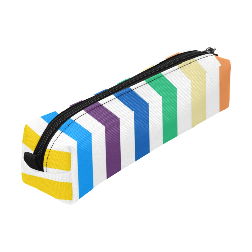 Rainbow Stripes with White Pencil Pouch/Small (Model 1681)