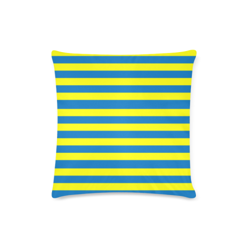 Yellow Blue Stripes Custom Zippered Pillow Case 16"x16"(Twin Sides)
