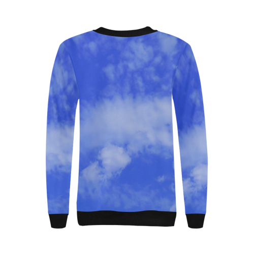 Blue Clouds Women's Rib Cuff Crew Neck Sweatshirt (Model H34)
