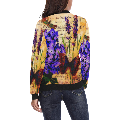 Bright botanical All Over Print Bomber Jacket for Women (Model H36)