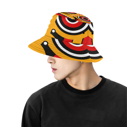 Red Yellow Tiki Tribal All Over Print Bucket Hat for Men