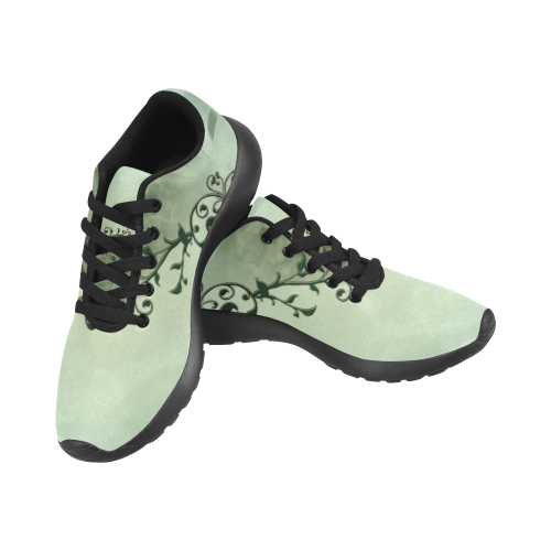 Wonderful flowers, soft green colors Men's Running Shoes/Large Size (Model 020)