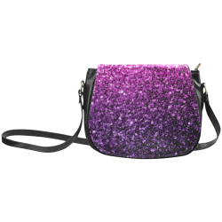 Beautiful Purple Pink Ombre glitter sparkles Classic Saddle Bag/Large (Model 1648)