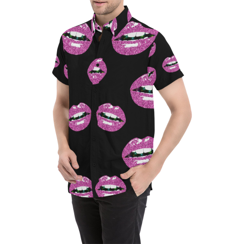 Glittery Kiss Men's All Over Print Short Sleeve Shirt (Model T53)