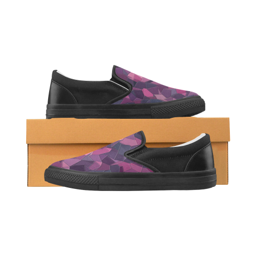 purple pink magenta mosaic #purple Men's Unusual Slip-on Canvas Shoes (Model 019)