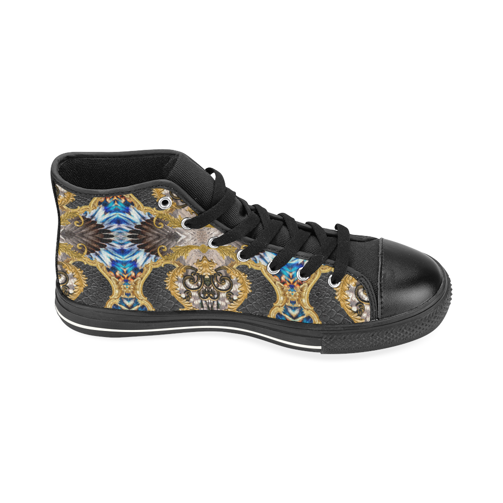 Luxury Abstract Design High Top Canvas Women's Shoes/Large Size (Model 017)