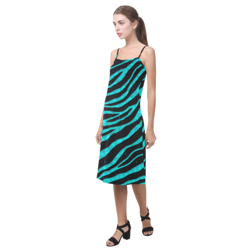Ripped SpaceTime Stripes - Cyan Alcestis Slip Dress (Model D05)
