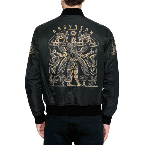 ASSYRIAN All Over Print Quilted Bomber Jacket for Men (Model H33)