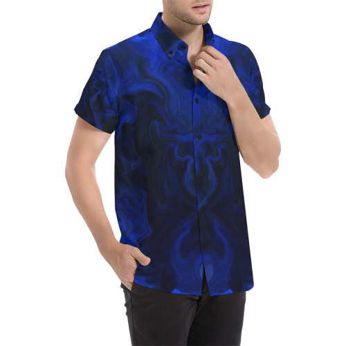 Indigo flow Men's All Over Print Short Sleeve Shirt (Model T53)