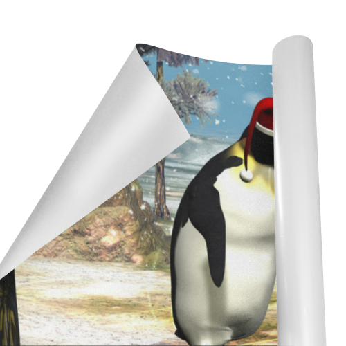 Funny penguins with christmas hat Gift Wrapping Paper 58"x 23" (5 Rolls)