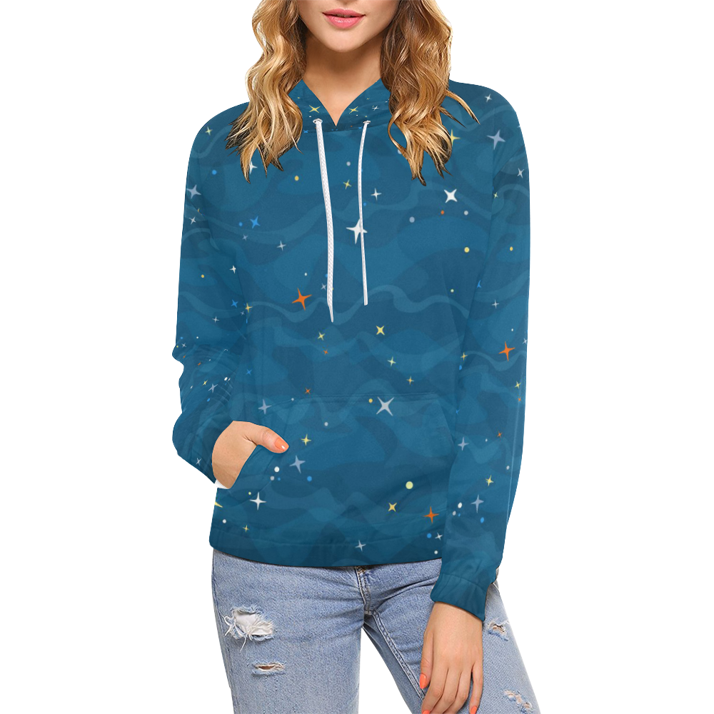 blue night All Over Print Hoodie for Women (USA Size) (Model H13)