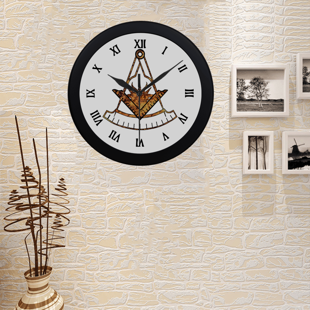 PM-Roman-Black-rustic Circular Plastic Wall clock