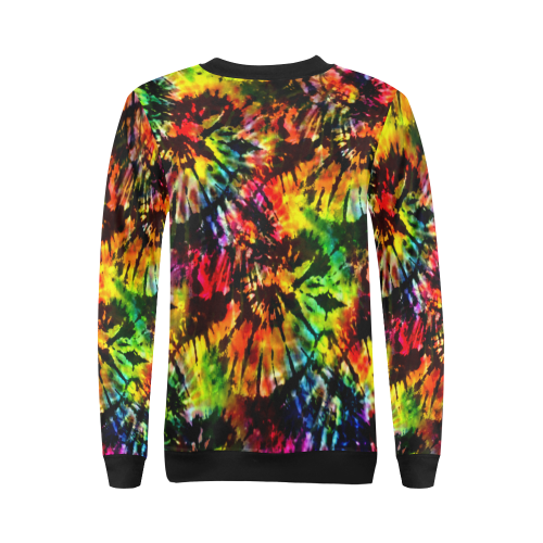 Vivid Psychedelic Hippy Tie Dye All Over Print Crewneck Sweatshirt for Women (Model H18)