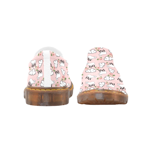 vinage lamb pattern pink Martin Women's Slip-On Loafer/Large Size (Model 12031)