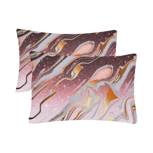 Rose gold glitter marble Custom Pillow Case 20"x 30" (One Side) (Set of 2)