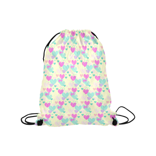 Pink Hearts Medium Drawstring Bag Model 1604 (Twin Sides) 13.8"(W) * 18.1"(H)