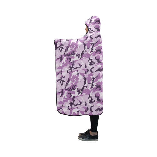 Woodland Pink Purple Camouflage Hooded Blanket 50''x40''