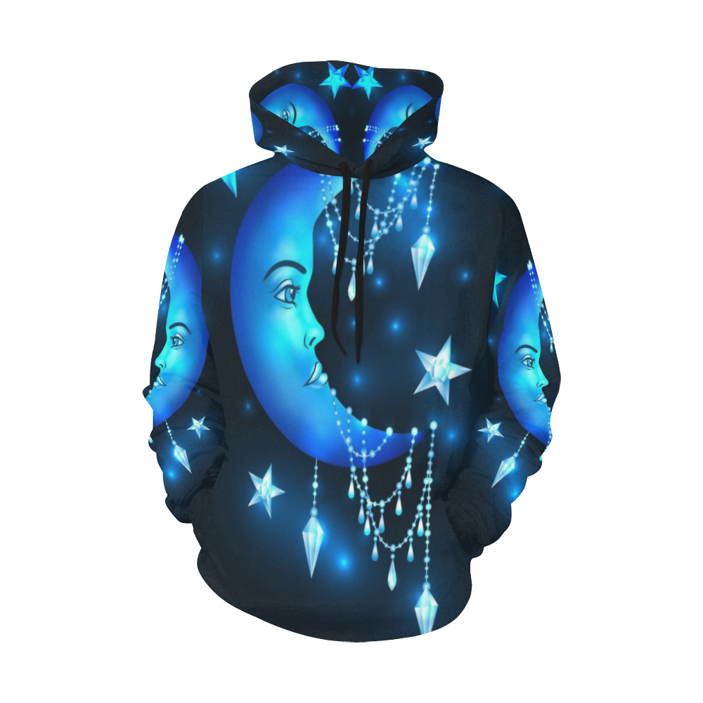 Cresent Moon All Over Print Hoodie for Women (USA Size) (Model H13)