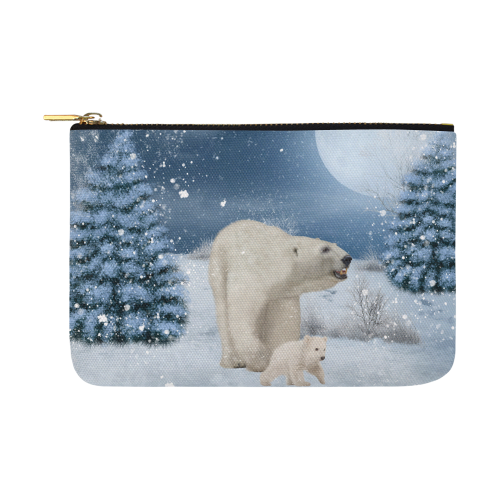 Polar bear mum with polar bear cub Carry-All Pouch 12.5''x8.5''
