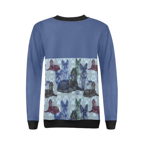 blue pattern GSD All Over Print Crewneck Sweatshirt for Women (Model H18)