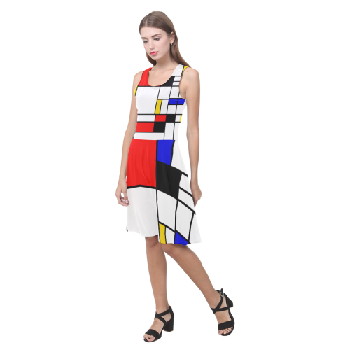 Bauhouse Composition Mondrian Style Atalanta Casual Sundress(Model D04)